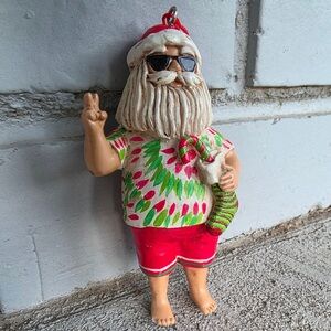 Rare Santa Claus Christmas Figurine Ornament with Sunglasses – 4”